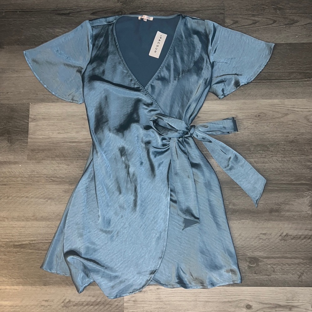 PacSun Lottie Moss satin wrap mini dress